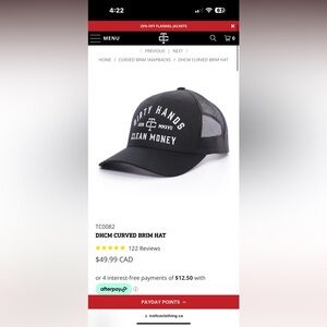 EUC DHCM Dirty Hands Clean Money Black Snap Back